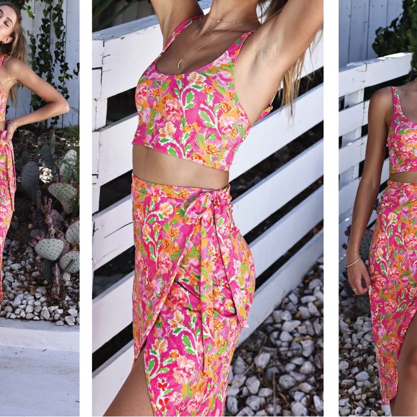 Resa Pink And Orange Floral Set